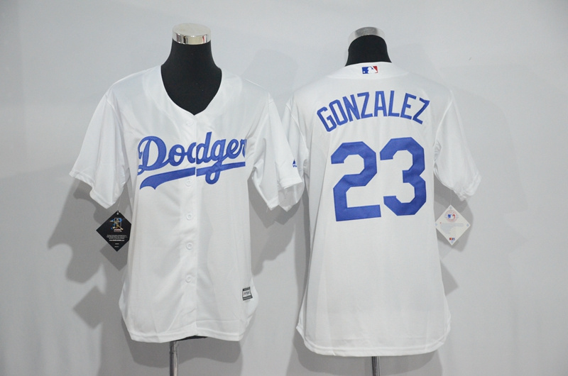 Womens 2017 MLB Los Angeles Dodgers #23 Gonzalez White Jerseys